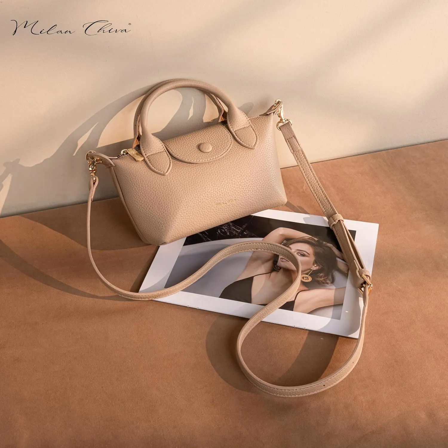 Milan Chiva Mini Crossbody Bag for Women Chic Elegant Satchel Small Top Handle Purse Lightweight