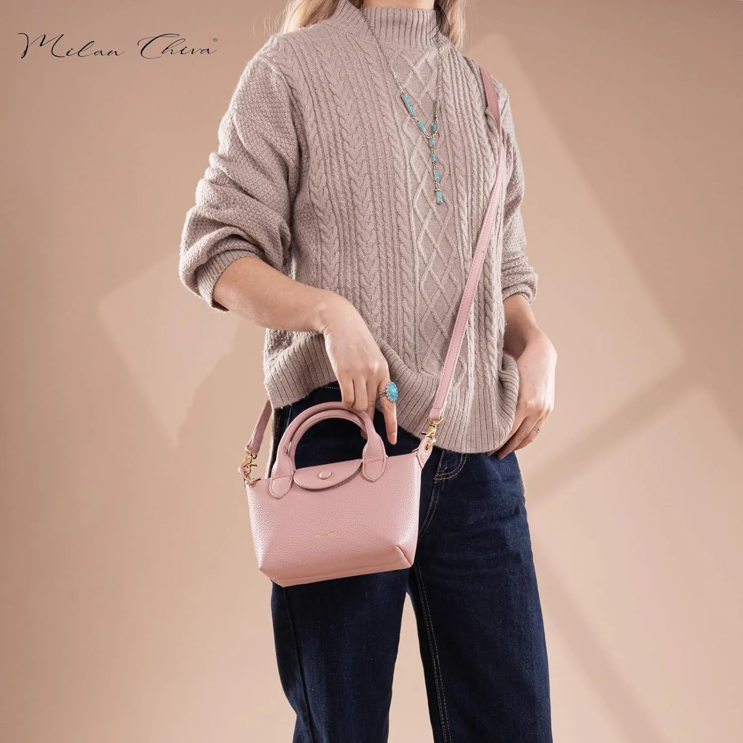 Milan Chiva Mini Crossbody Bag for Women Chic Elegant Satchel Small Top Handle Purse Lightweight
