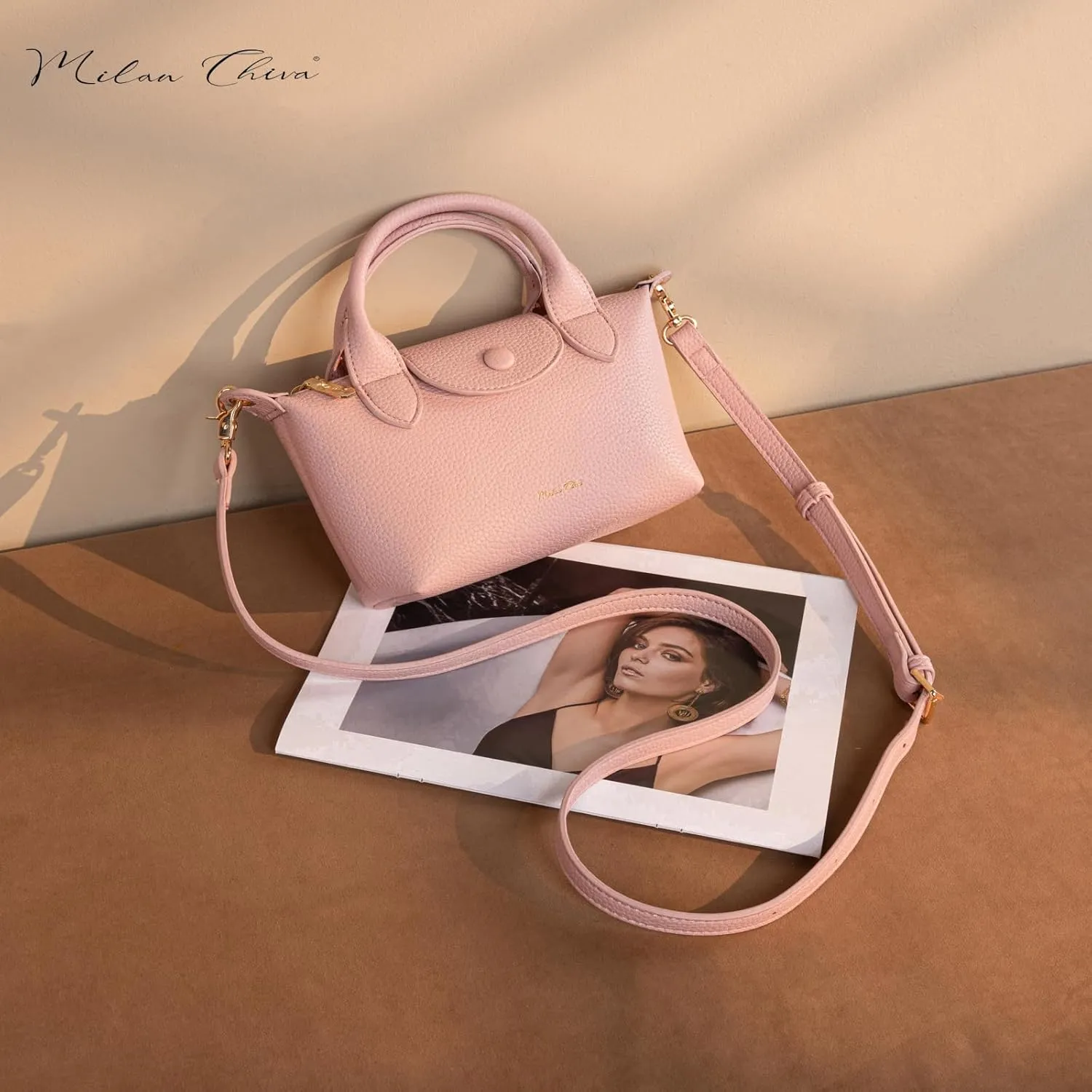 Milan Chiva Mini Crossbody Bag for Women Chic Elegant Satchel Small Top Handle Purse Lightweight