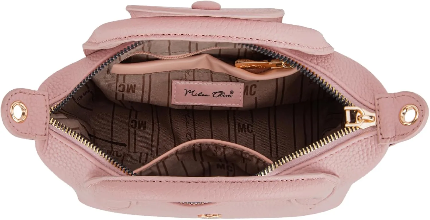 Milan Chiva Mini Crossbody Bag for Women Chic Elegant Satchel Small Top Handle Purse Lightweight