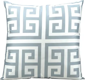 Mina Victory Outdoor Pillows Greek Key Poly Outdr Grey 20" x 20" Throw Pillow