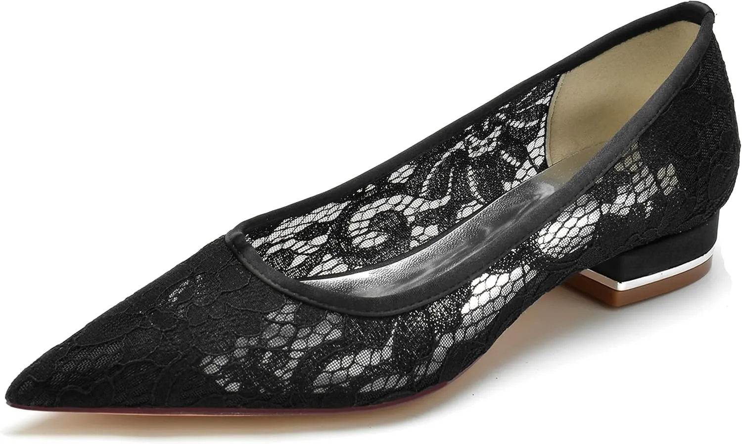 Minishion Comfortable Womens Teen Girl Wedding Flats Elegant Lace Slip on Evening Prom Shoes BR152