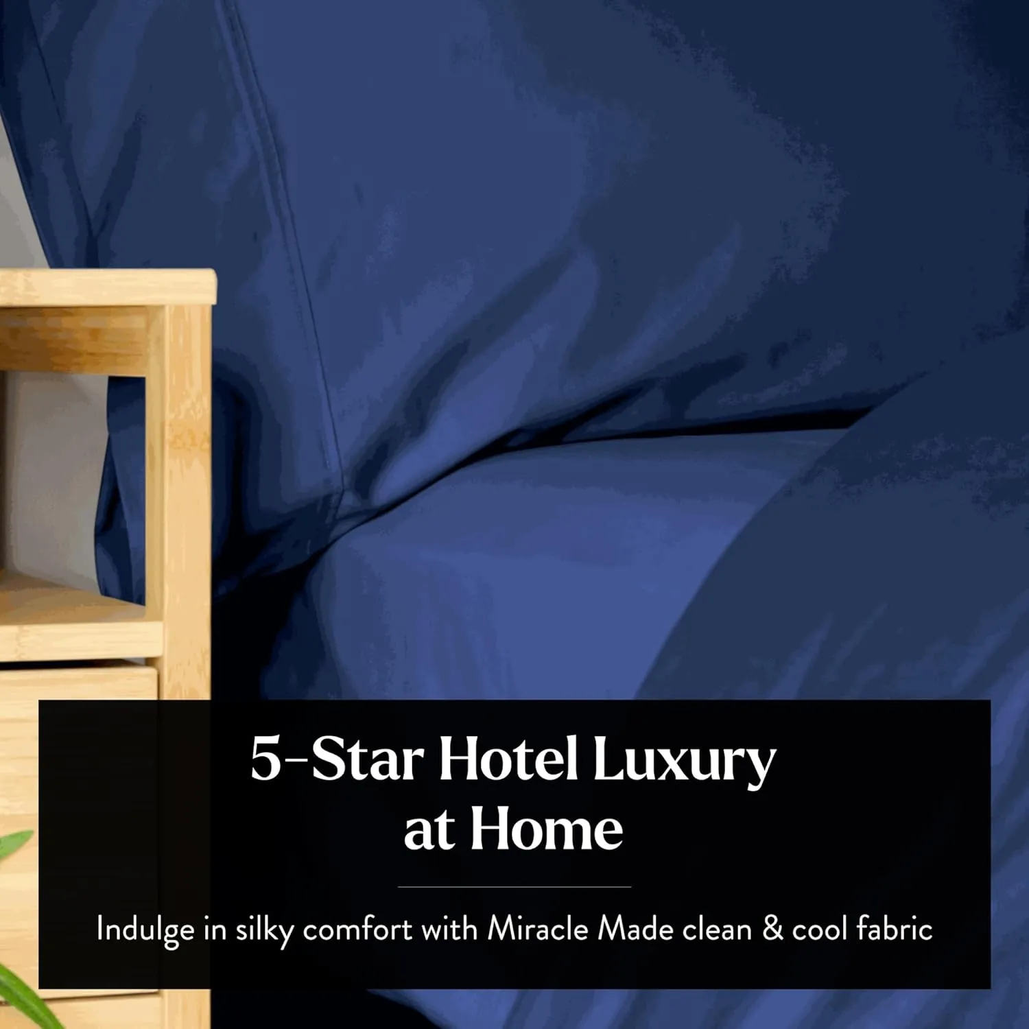 Miracle Made Luxe Cooling Bed Sheet - King Size, Navy - 4 Piece Silver Infused, 300 Thread Count, Thermoregulating, Clean & Cool Fabric for Sensitive Skin