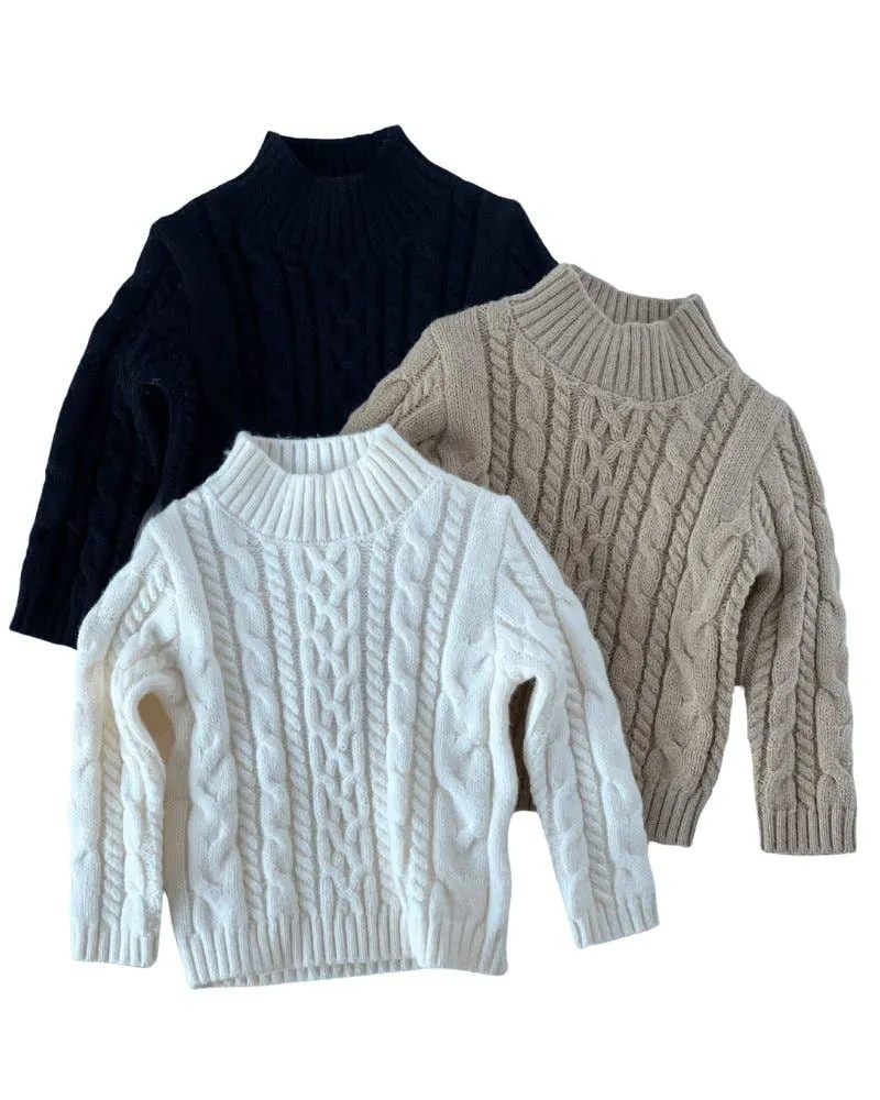 Mockneck Cable Knit Sweater - Ivory