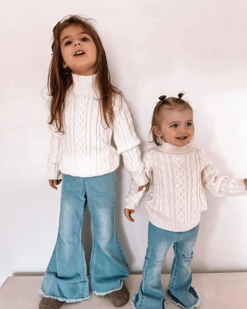 Mockneck Cable Knit Sweater - Ivory