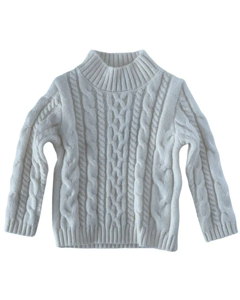 Mockneck Cable Knit Sweater - Ivory