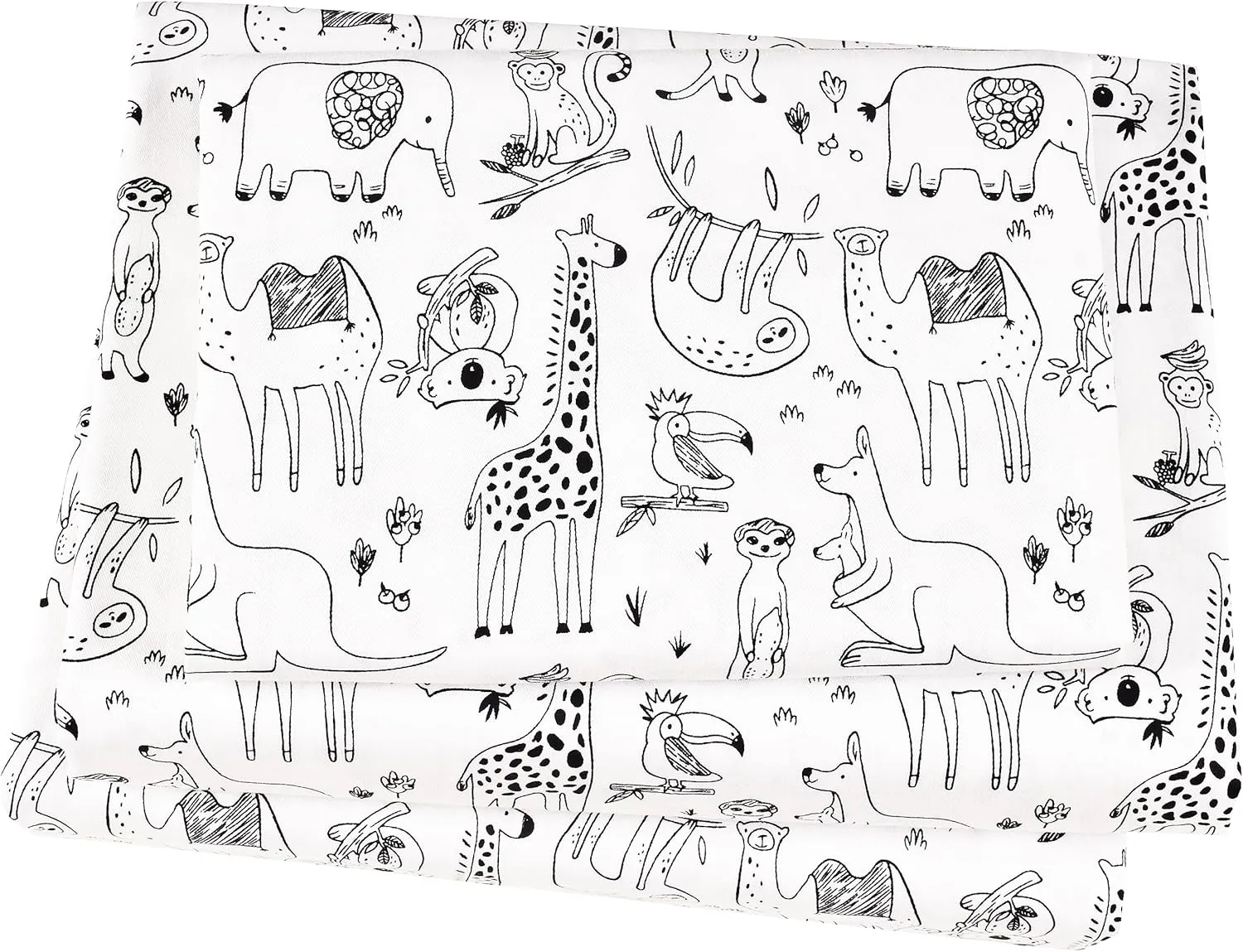 Monkey Elephant Koala Kangaroo Meerkat Cute Animals Twin Sheet Set for Kids Girls Boys Children,100% Cotton, Flat Sheet   Fitted Sheet   Pillowcase Bedding Decoration Gift Set (Animals, Twin)