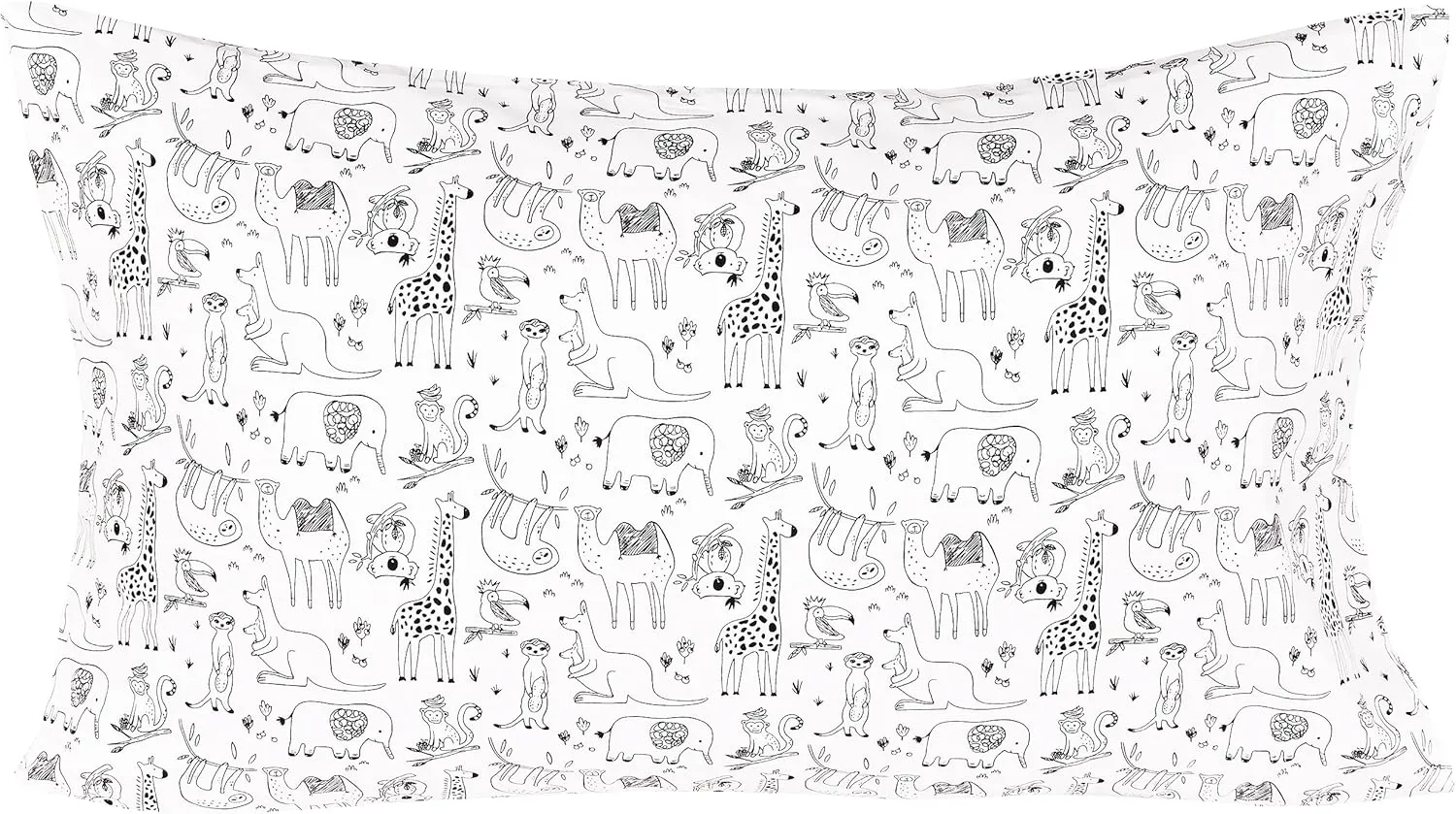 Monkey Elephant Koala Kangaroo Meerkat Cute Animals Twin Sheet Set for Kids Girls Boys Children,100% Cotton, Flat Sheet   Fitted Sheet   Pillowcase Bedding Decoration Gift Set (Animals, Twin)