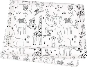 Monkey Elephant Koala Kangaroo Meerkat Cute Animals Twin Sheet Set for Kids Girls Boys Children,100% Cotton, Flat Sheet   Fitted Sheet   Pillowcase Bedding Decoration Gift Set (Animals, Twin)