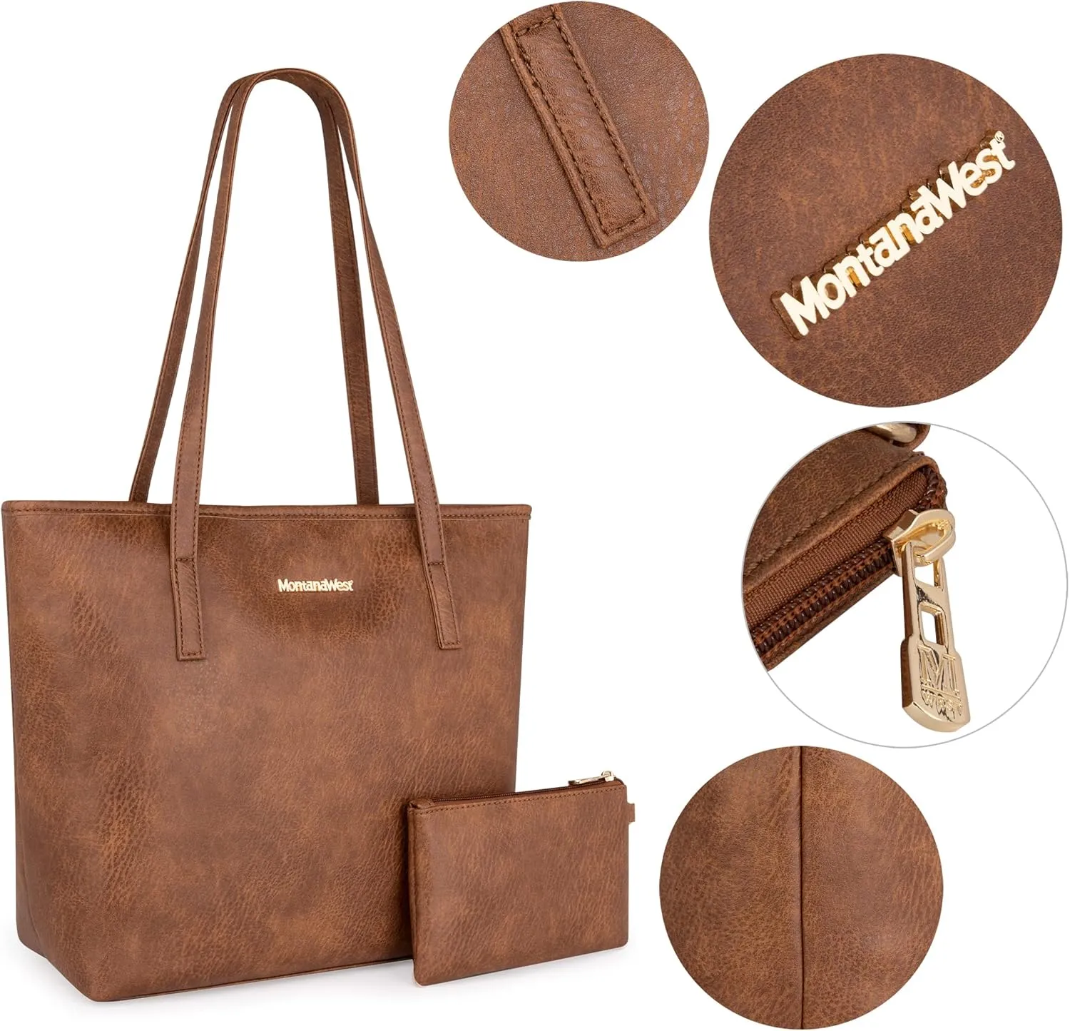 Montana West Tote Bags Vegan Leather Purses and Handbags for Women Top Handle Ladies Shoulder Bags