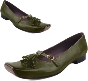 MOOMMO Vintage Mary Jane Flats Tassel Square Toe Low Chunky Heels Fringe T-Strap 1 inch Low Heel Mary Jane Shoes Matte Rocker Sole Retro Walking Loafers Comfy 4-11 M US