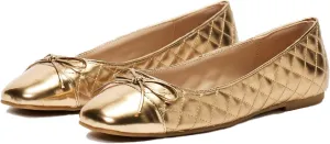 MOOMMO Women Cap Toe Flats Bow Slip On Ballet Flats Comfort Quilted Colorblock Flat Shoes Round Toe Flat Heel Dress Shoes Office Ladies Party Chic Driver Flats Casual 4-11 M US