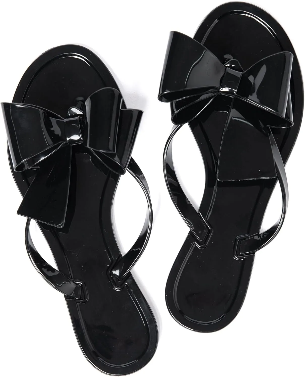 Mtzyoa Women Flip-Flops Flat Sandals Jelly Bow Beach Flat Rivets Rain Cute Dressy Summer Sandals