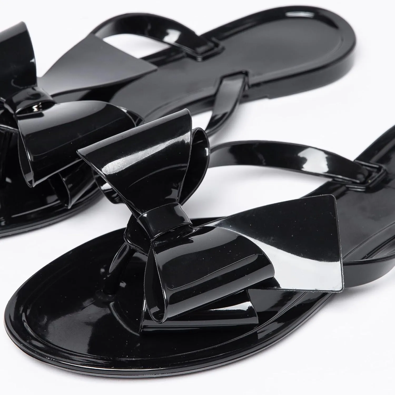 Mtzyoa Women Flip-Flops Flat Sandals Jelly Bow Beach Flat Rivets Rain Cute Dressy Summer Sandals