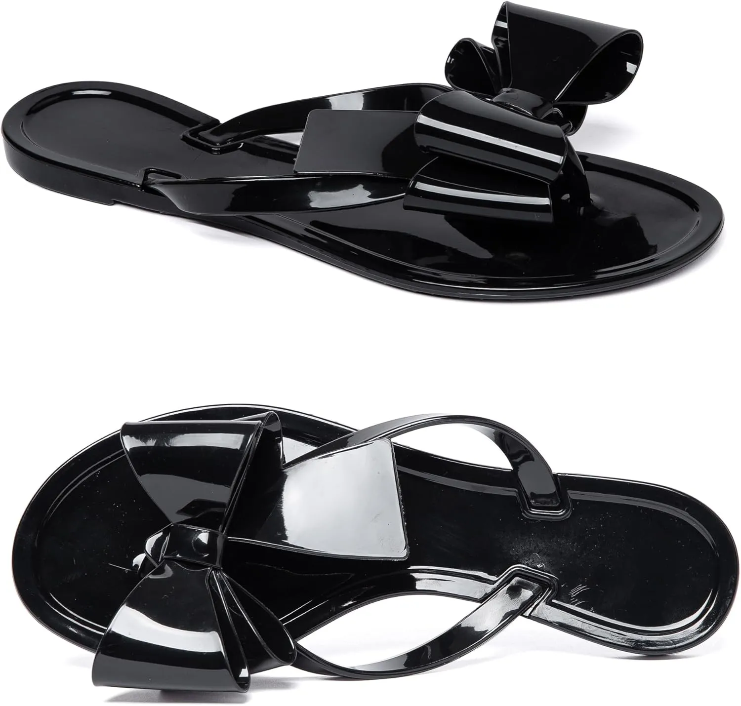 Mtzyoa Women Flip-Flops Flat Sandals Jelly Bow Beach Flat Rivets Rain Cute Dressy Summer Sandals