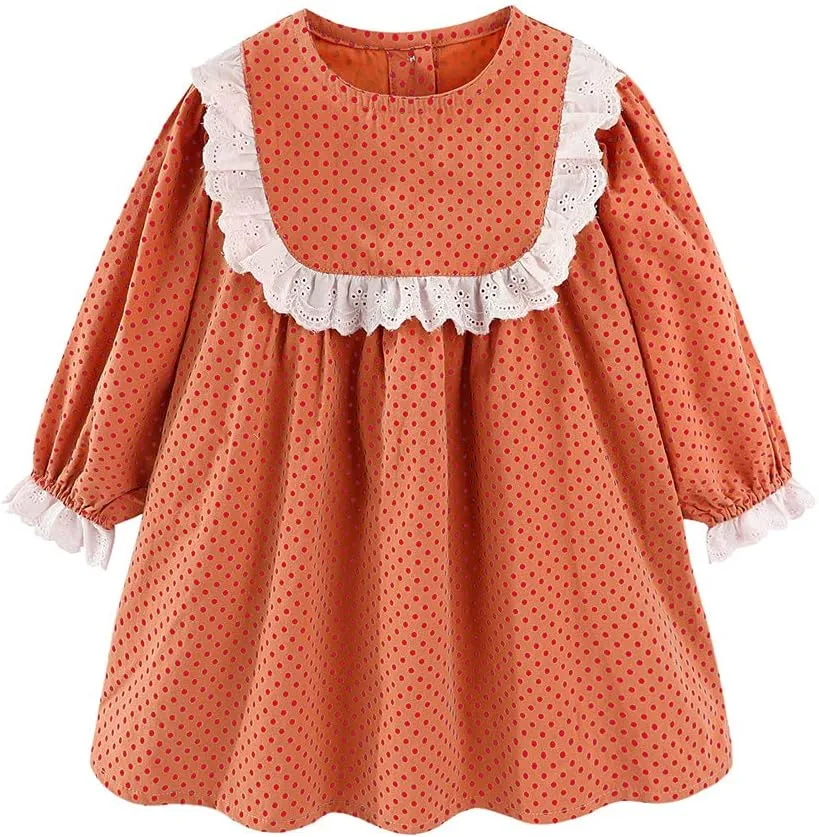 Mud Kingdom Girls Drees Peter Pan Collar Ruffle Lace Collared Long Sleeve Dress 2-8 Years