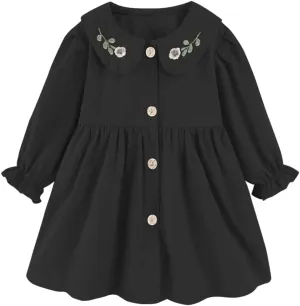 Mud Kingdom Girls Drees Peter Pan Collar Ruffle Lace Collared Long Sleeve Dress 2-8 Years