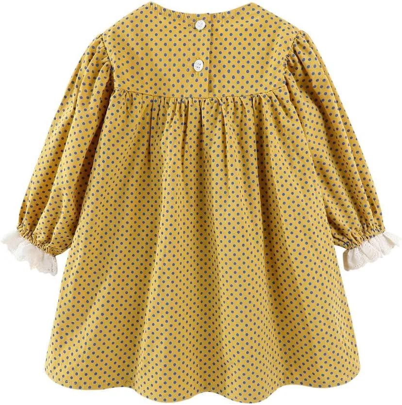 Mud Kingdom Girls Drees Peter Pan Collar Ruffle Lace Collared Long Sleeve Dress 2-8 Years