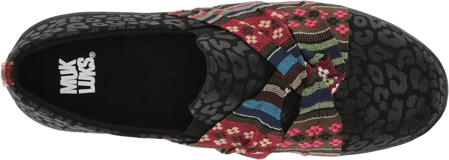 MUK LUKS Women's Boardwalk Steppingout-Black Leopard Loafer