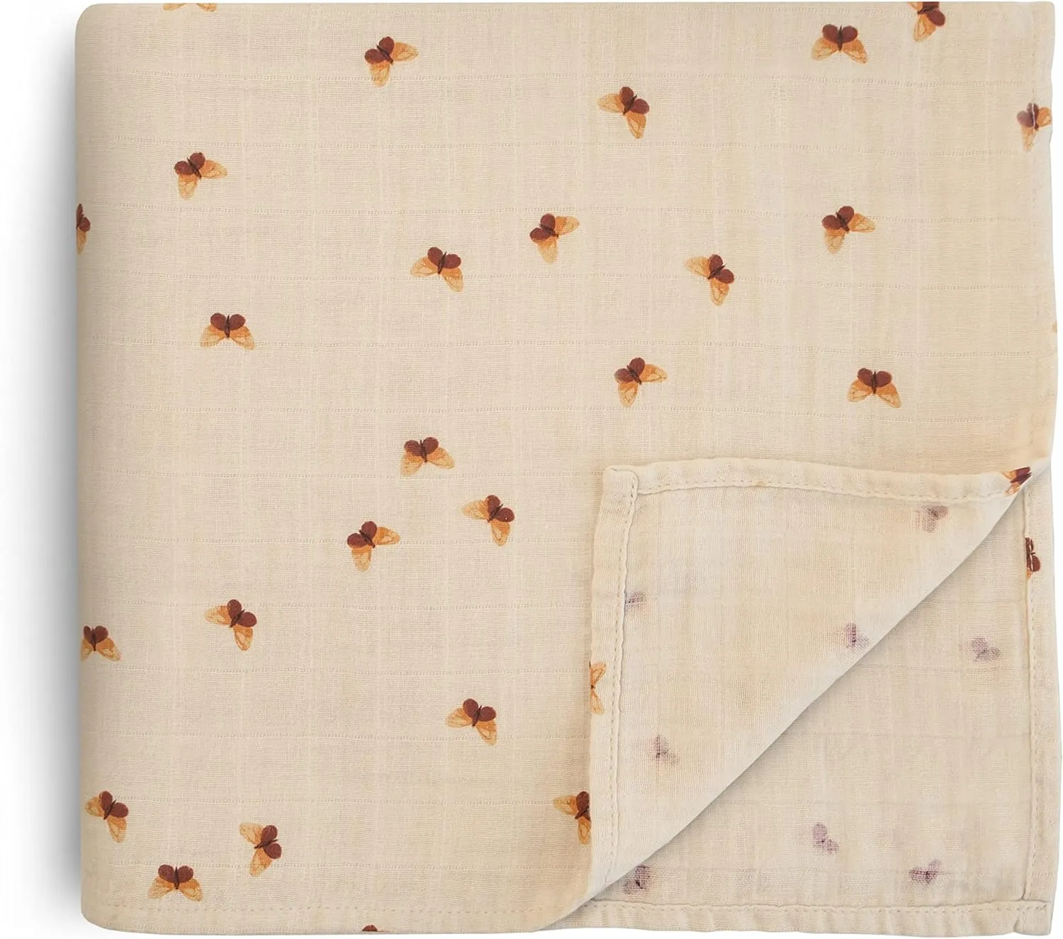 mushie Muslin Baby Swaddle Blanket | 100% Organic Cotton (Butterflies)