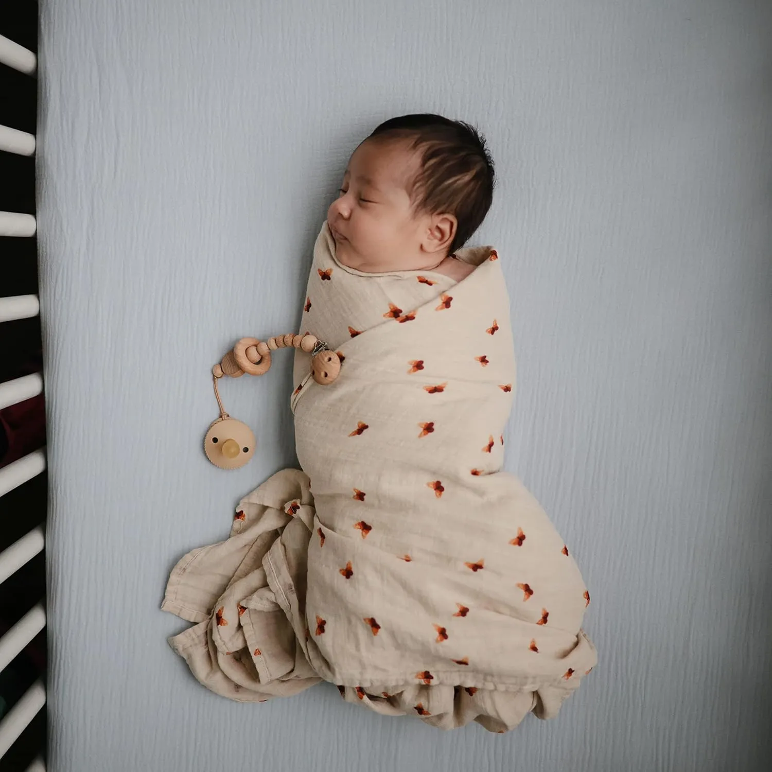 mushie Muslin Baby Swaddle Blanket | 100% Organic Cotton (Butterflies)