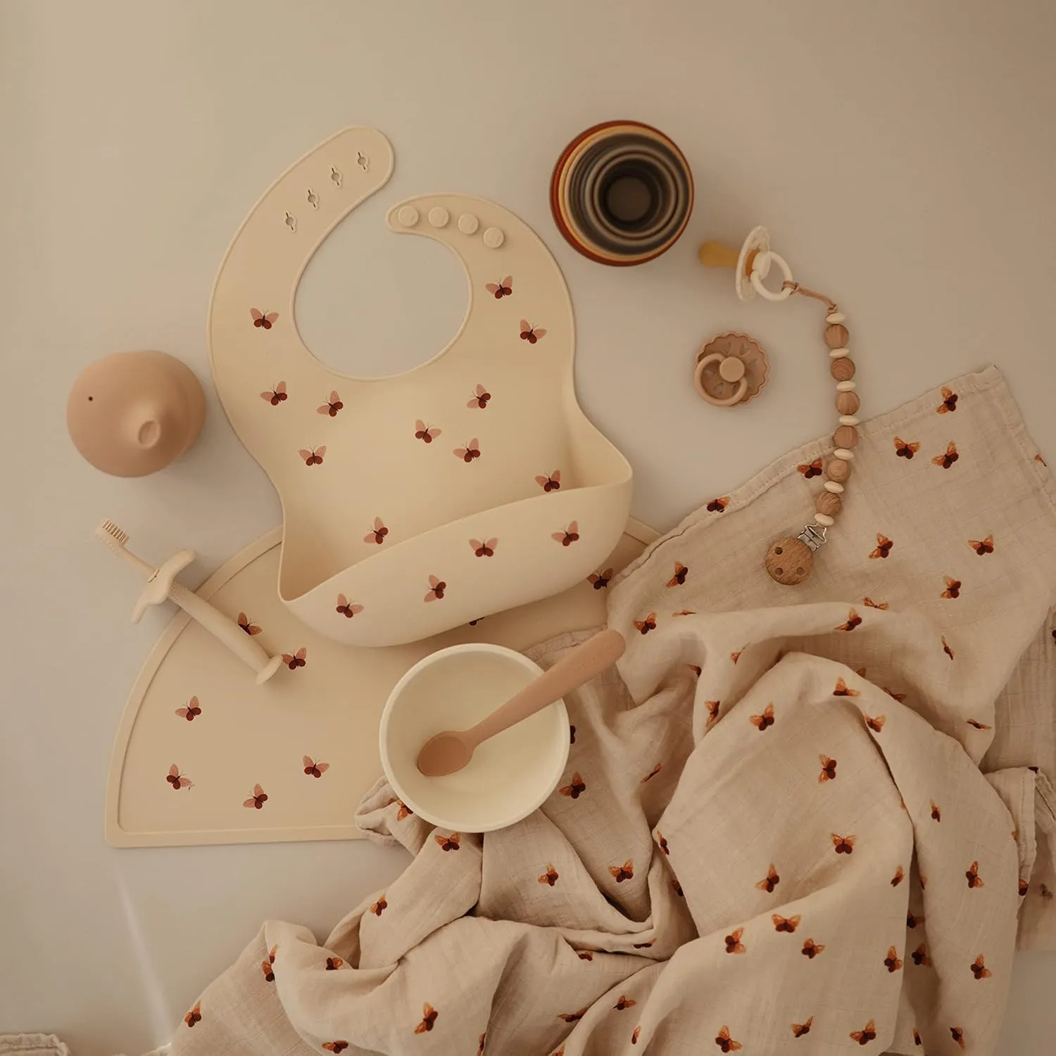 mushie Muslin Baby Swaddle Blanket | 100% Organic Cotton (Butterflies)