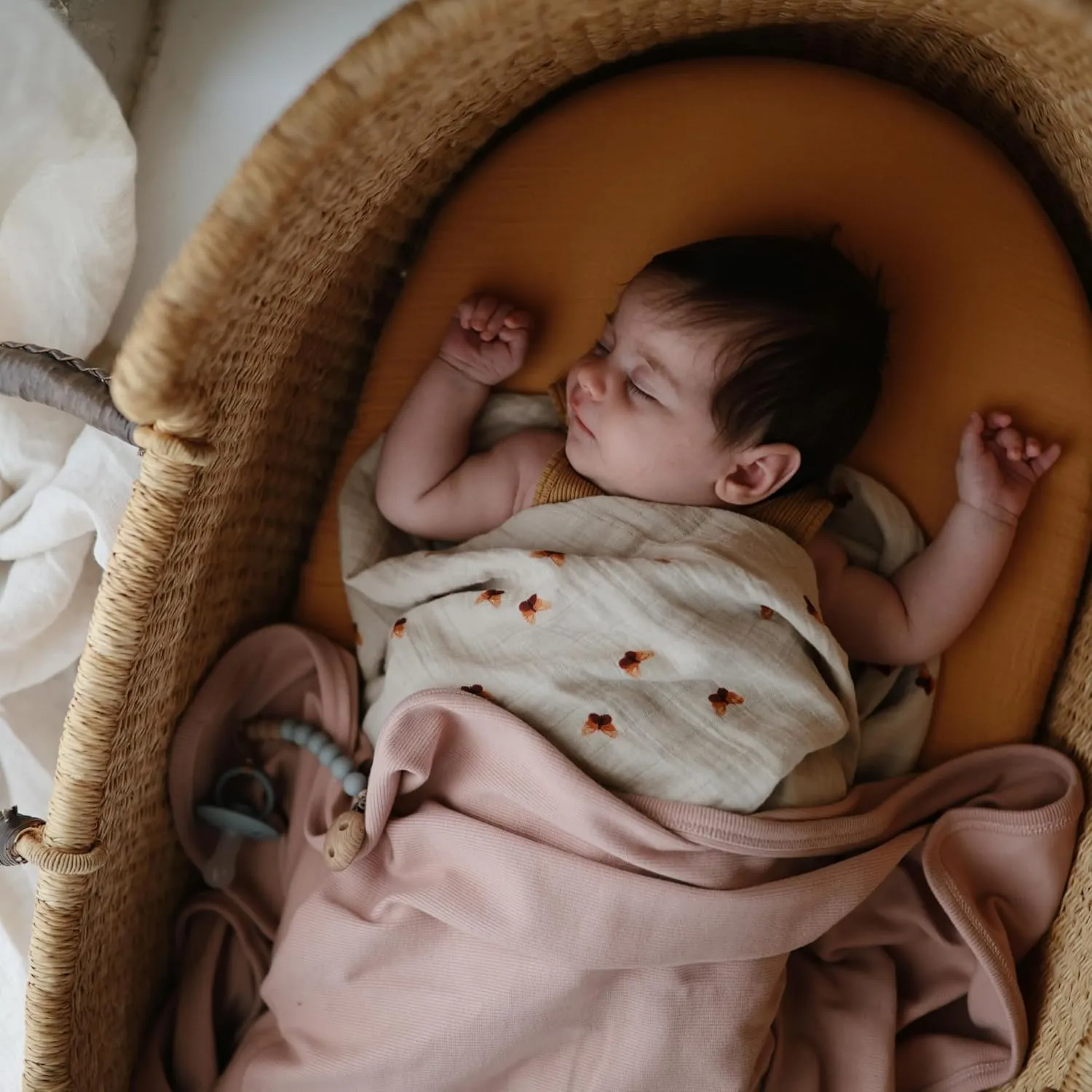 mushie Muslin Baby Swaddle Blanket | 100% Organic Cotton (Butterflies)