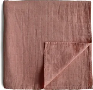 mushie Muslin Baby Swaddle Blanket | 100% Organic Cotton (Cedar)