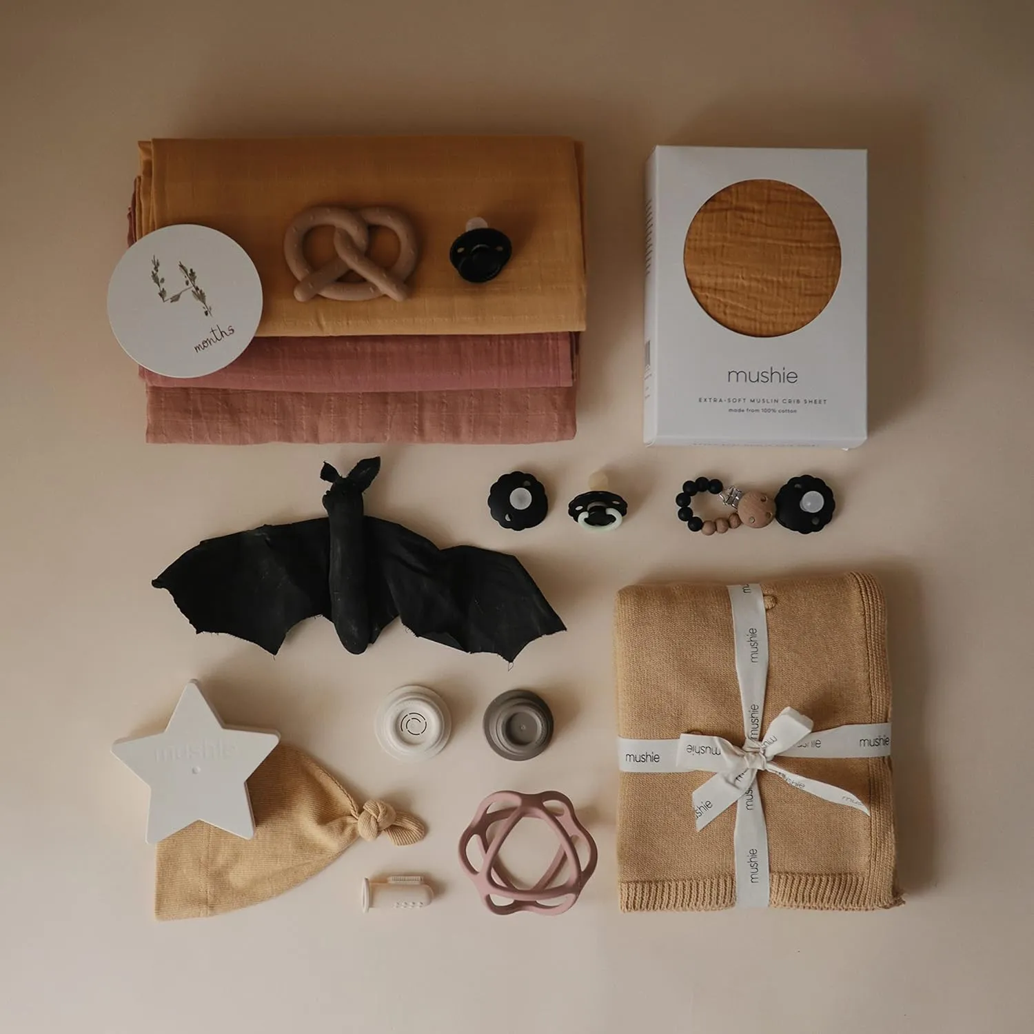 mushie Muslin Baby Swaddle Blanket | 100% Organic Cotton (Cedar)