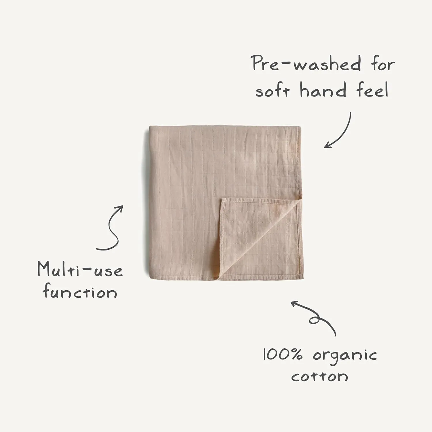 mushie Muslin Baby Swaddle Blanket | 100% Organic Cotton (Cedar)