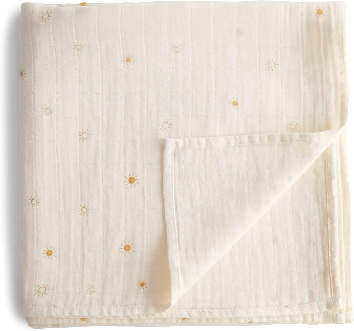 mushie Muslin Baby Swaddle Blanket | 100% Organic Cotton (Sun)
