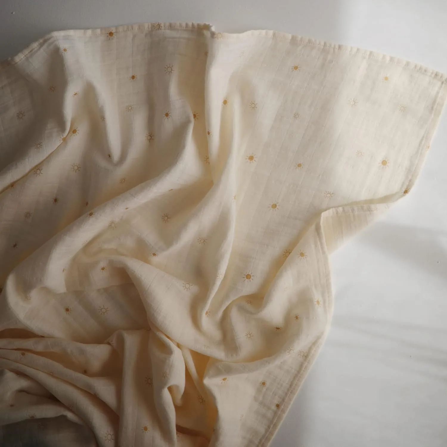mushie Muslin Baby Swaddle Blanket | 100% Organic Cotton (Sun)