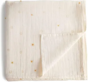 mushie Muslin Baby Swaddle Blanket | 100% Organic Cotton (Sun)
