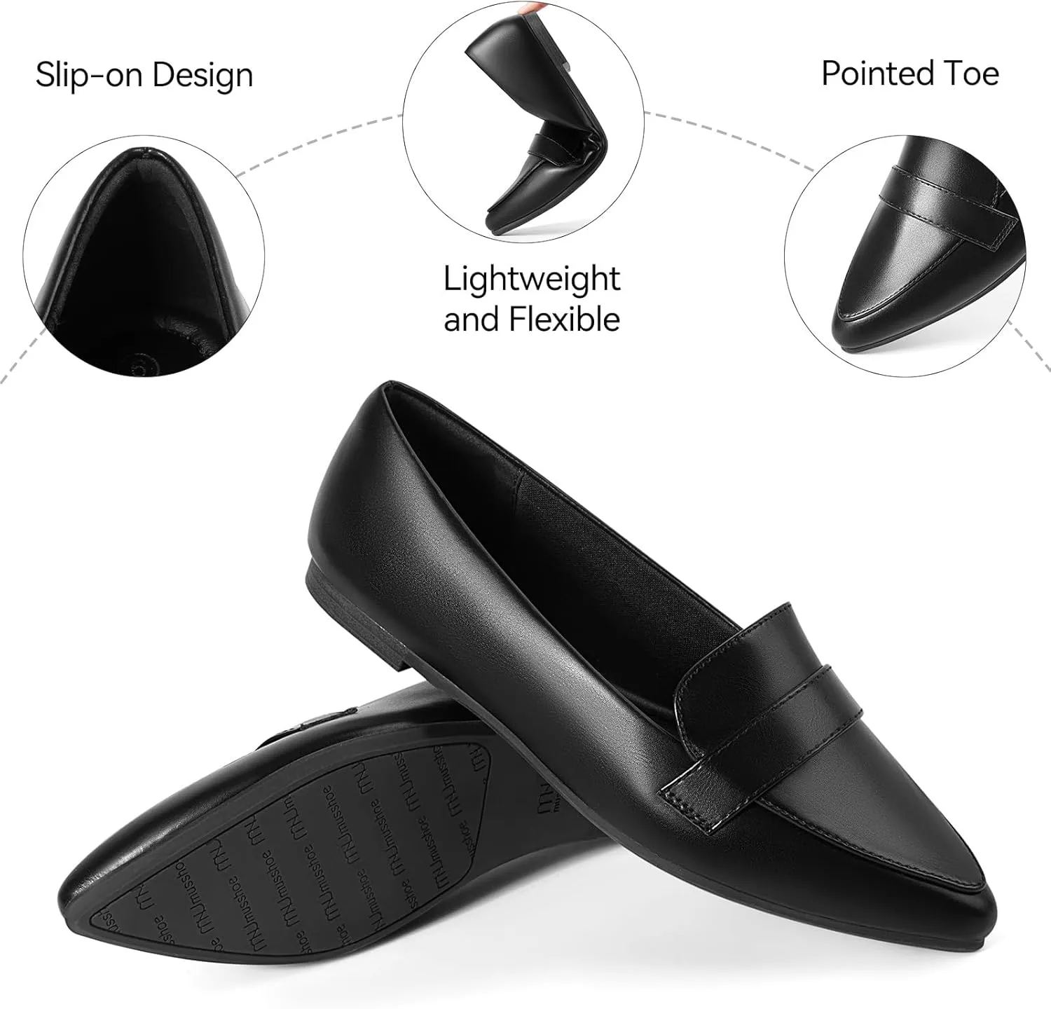 MUSSHOE Women's Flats, Comfortable Pointed Toe Flats for Women Soft Suede Women's Loafers & Slip-ons for Work Dating and Casual