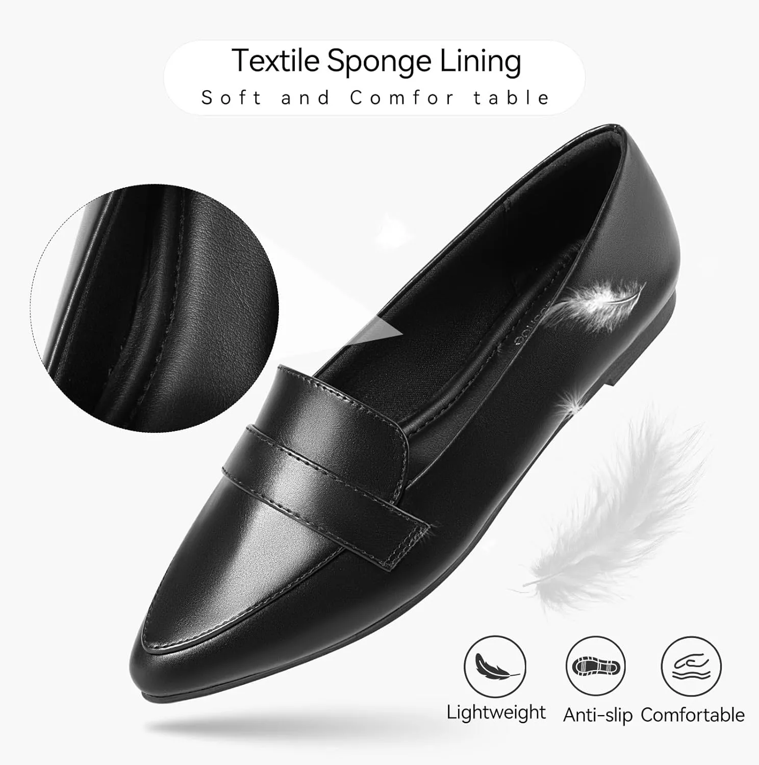MUSSHOE Women's Flats, Comfortable Pointed Toe Flats for Women Soft Suede Women's Loafers & Slip-ons for Work Dating and Casual