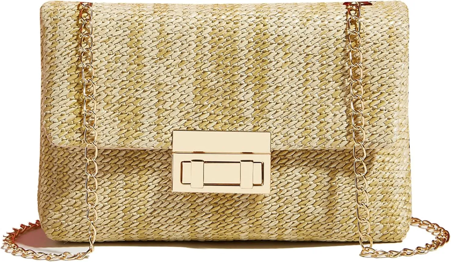 Natural Straw Flat Clutch Women 2024 Boho Purse Top Handle Crossbody Handbag Stylish Woven Envelope Wallet Evening