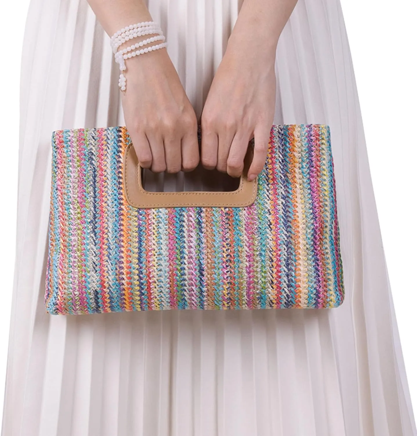 Natural Straw Flat Clutch Women 2025 Boho Purse Top Handle Crossbody Handbag Stylish Woven Envelope Wallet Evening
