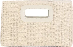 Natural Straw Flat Clutch Women 2025 Boho Purse Top Handle Crossbody Handbag Stylish Woven Envelope Wallet Evening
