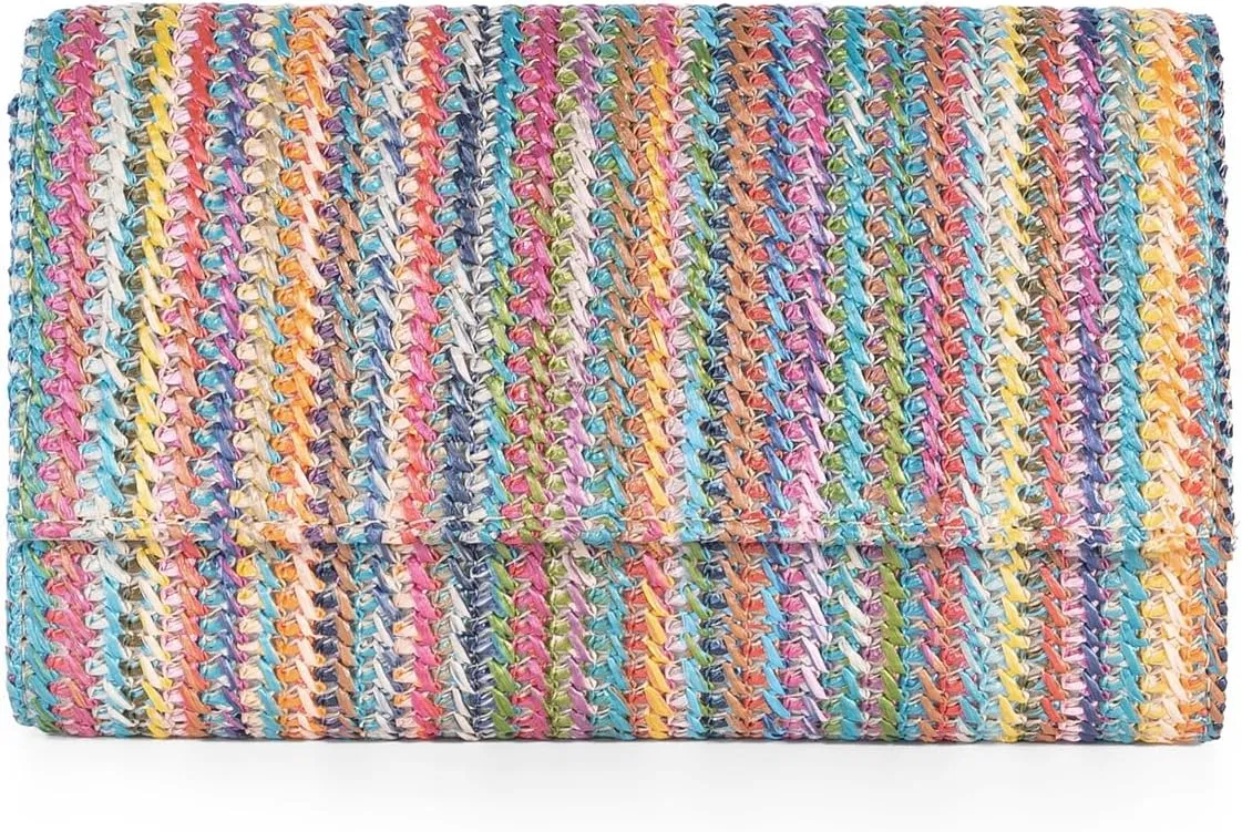 Natural Straw Flat Clutch Women 2025 Boho Purse Top Handle Crossbody Handbag Stylish Woven Envelope Wallet Evening