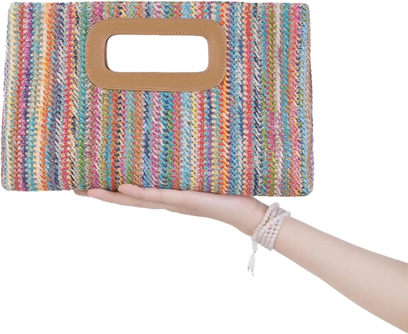 Natural Straw Flat Clutch Women 2025 Boho Purse Top Handle Crossbody Handbag Stylish Woven Envelope Wallet Evening