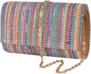 Natural Straw Flat Clutch Women 2025 Boho Purse Top Handle Crossbody Handbag Stylish Woven Envelope Wallet Evening