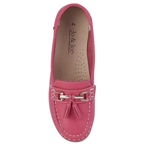 Nautical Ladies Leather Loafer - Watermelon