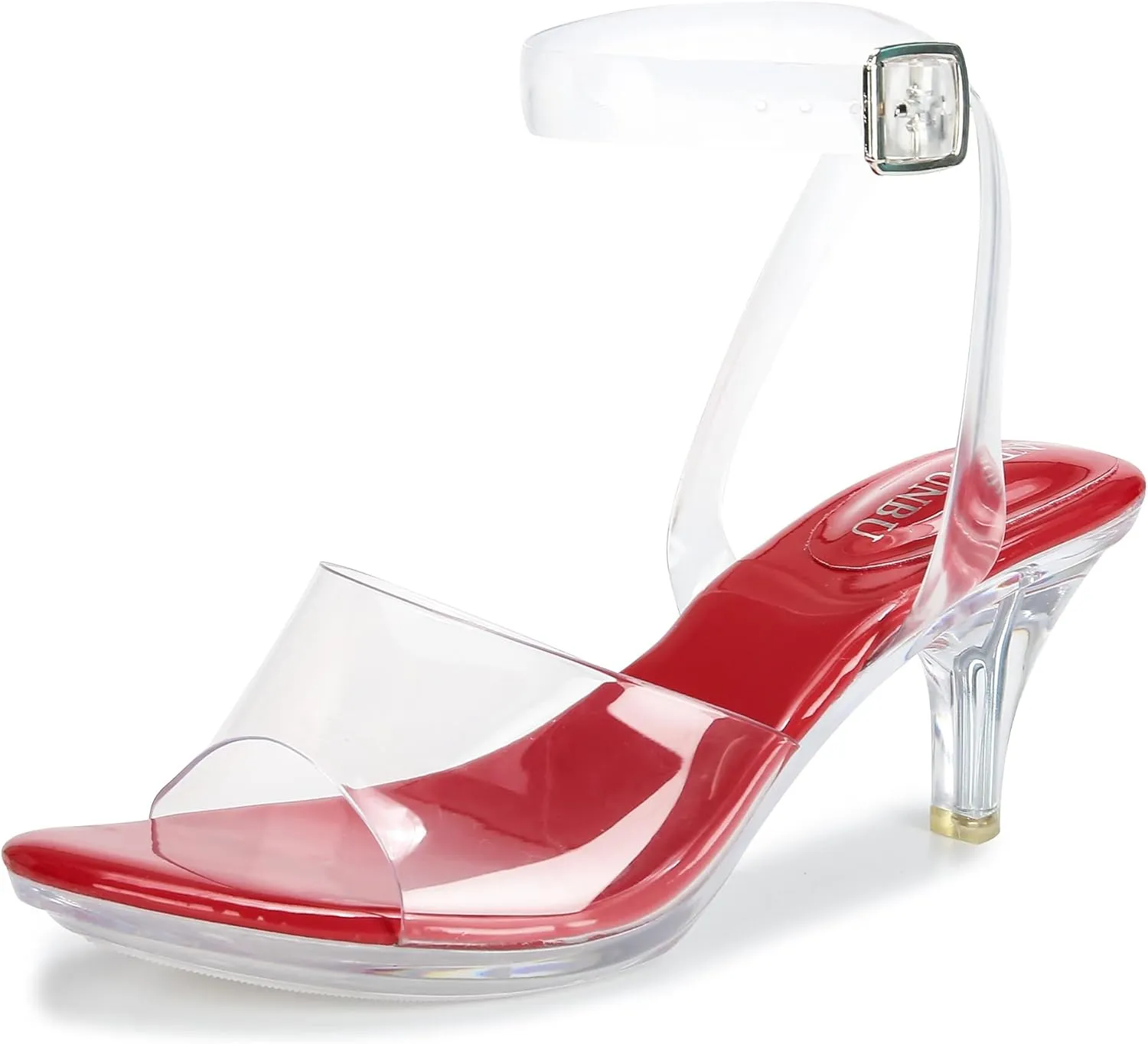 NBUUNBU Clear Strappy Heels For Women Transparent Ankle Strap Platform High Heeled Sandals Sexy Stiletto Comfortable Crystal Dress Shoes Adjustable Buckle Open Toe Pump Mules