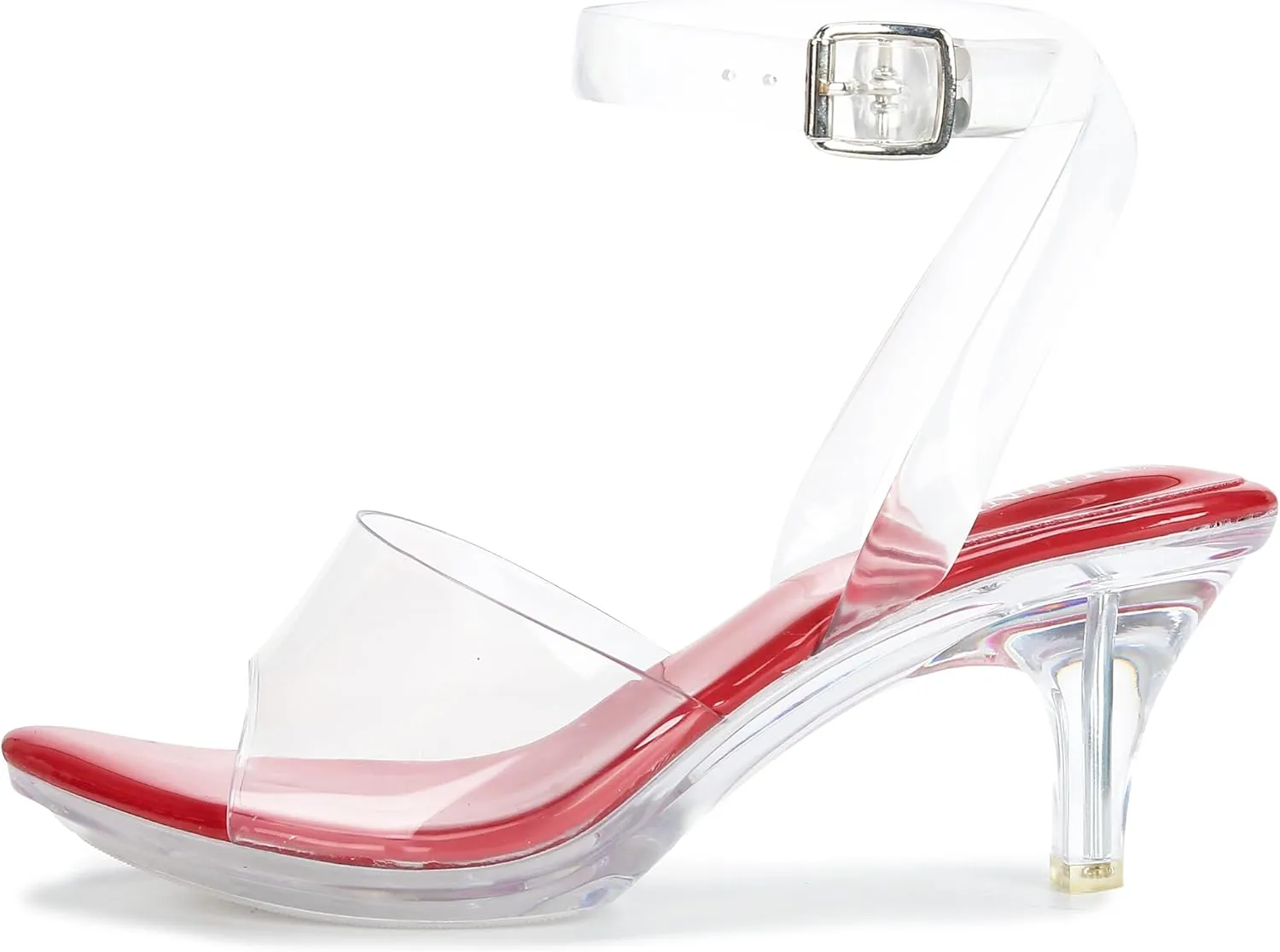 NBUUNBU Clear Strappy Heels For Women Transparent Ankle Strap Platform High Heeled Sandals Sexy Stiletto Comfortable Crystal Dress Shoes Adjustable Buckle Open Toe Pump Mules