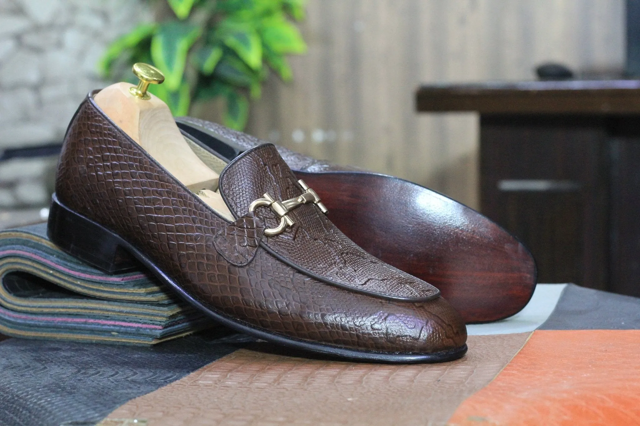 New Handmade Python Textured Genuine Cow-Hide Leather Loafers