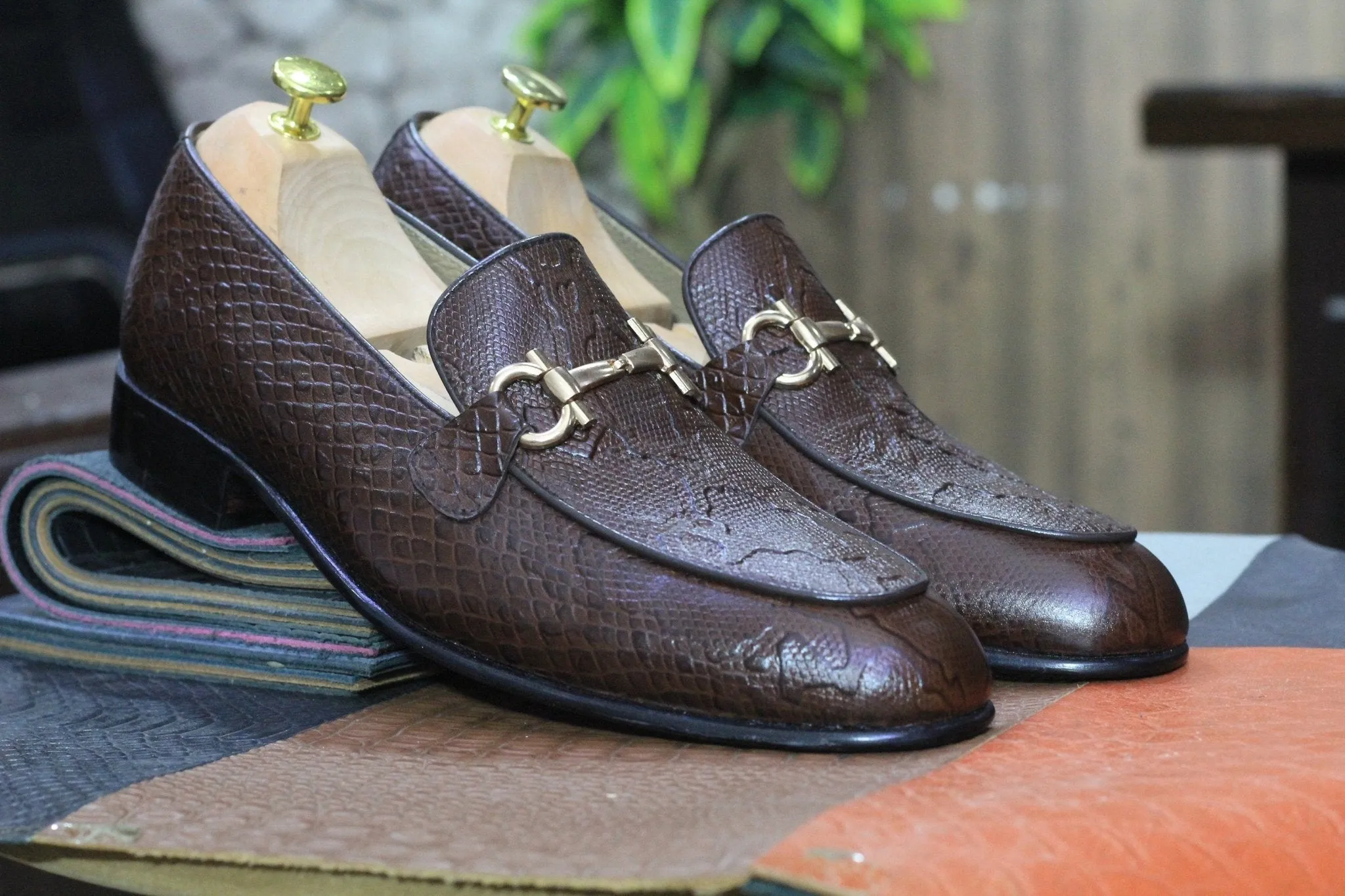 New Handmade Python Textured Genuine Cow-Hide Leather Loafers