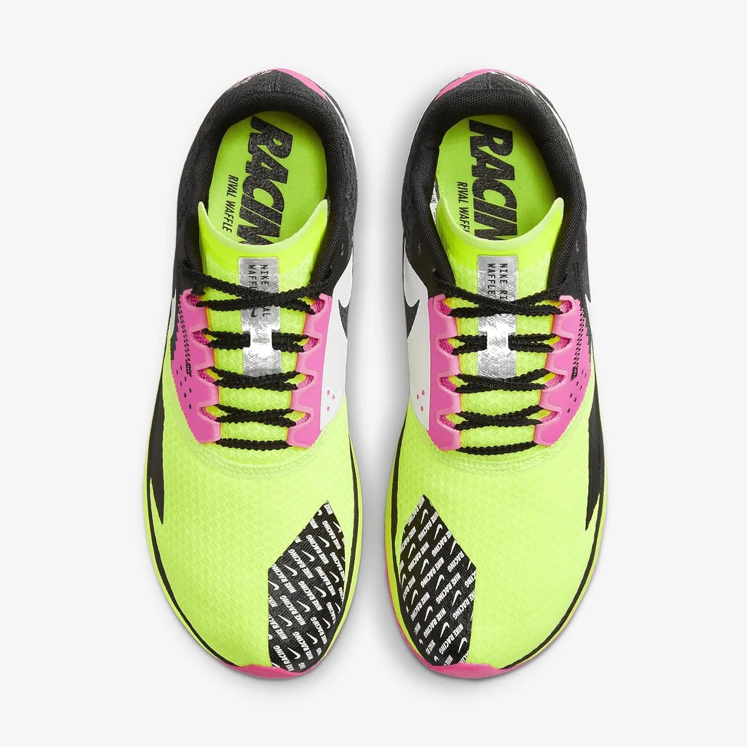 Nike Rival Waffle 6 Road and Cross-Country Racing Shoes (DX7998-100, White/Black-Pure Platinum)
