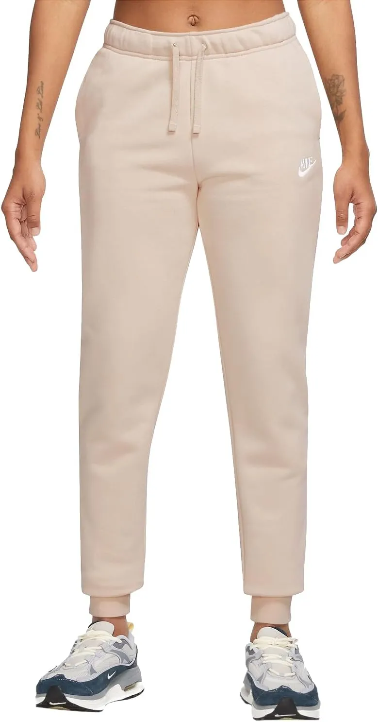 Nike Sportswear Club Fleece Women's Mid-Rise Joggers (DQ5191-126, SANDDRIFT/White)
