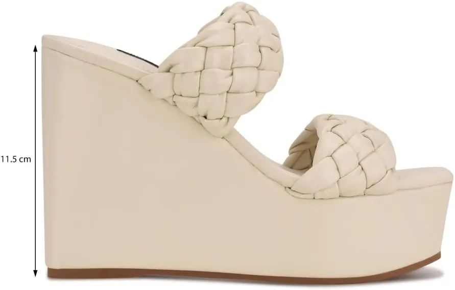 Nine West Women's Nessie Faux Leather Slip-On Wedge Sandal