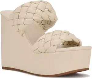 Nine West Women's Nessie Faux Leather Slip-On Wedge Sandal